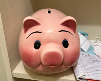 vintage pink piggy bank large