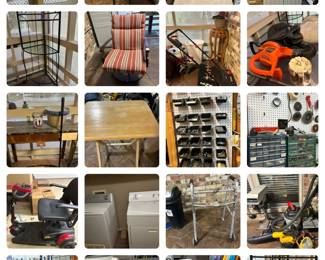 outdoor  items, nails and screws, tv tray, small appliances