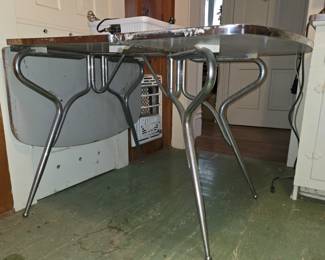 MCM Double Chrome Drop-Leaf Table
