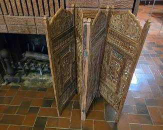 Vintage 36" Wooden 4-panel partition