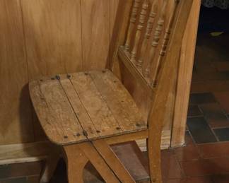 Antique Oak Library Ladder Chair - converts to library steps
