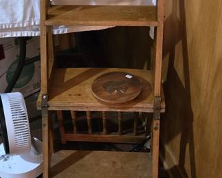 Antique Oak Library Ladder Chair - converts to library steps
