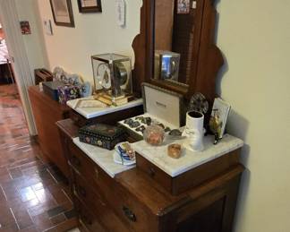 19th Century 3-piece Marble Top Dresser