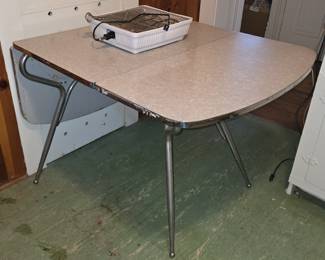 MCM Double Chrome Drop-Leaf Table
