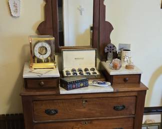 19th Century 3-piece Marble Top Dresser
