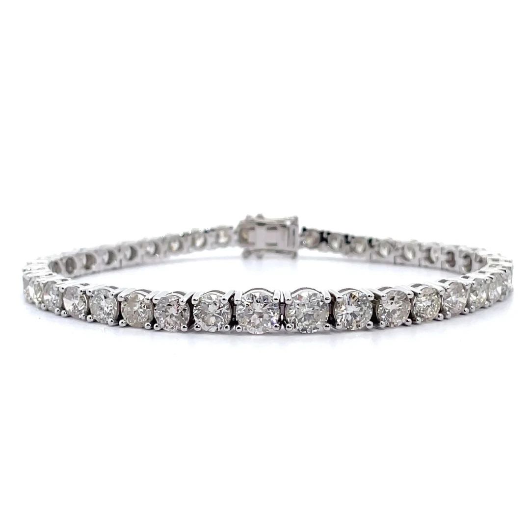NEW! 13.41 Carat Natural Diamond Tennis Bracelet in 14k White Gold
