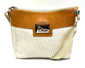 Christian Dior Ivory x Brown Trotter Canvas x Leather Shoulder Bag