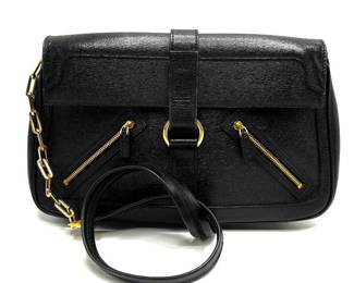 GUCCI Black Leather Chain Shoulder Bag - Authentic