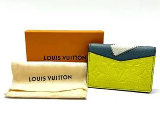 Louis Vuitton Blue x Neon Yellow Taurillon Leather Pocket Organizer - Authentic