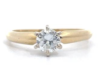 Classic 0.35 Carat Diamond Round Solitaire Ring in 14k Yellow Gold