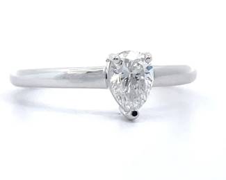 Timeless 0.50 Carat Pear Diamond Solitaire Ring in 14k White Gold