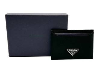 Prada Black Tessuto Nylon Card Case with Box - Authentic