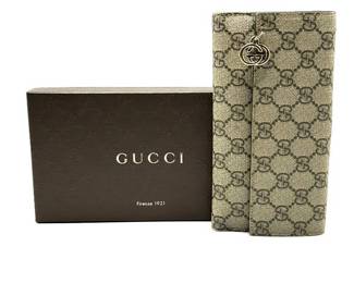 GUCCI Brown GG PVC Long Wallet with Box - Authentic
