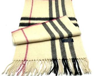 Burberry Ivory Check Cashmere Scarf - Authentic