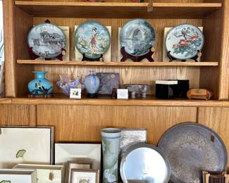 Lacquer trays and vases, rope dragon, metal trays, pottery risers, collectible plates, clocks and decorative accessories. 