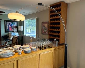 Modern arc floor lamp with an acrylic lamp shade & marble base. 7ft tall. 