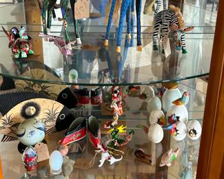 Glass curio display cabinet.  