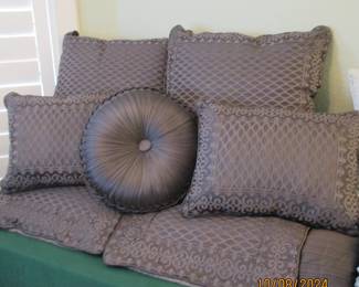 King Bedding set (pictured in previous pic).  Rick gray color.  Has Comforter, Pillow Shams, 5 Decorative pillows