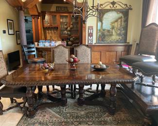 Grand Dining Room table and chairs.  Heavy.  