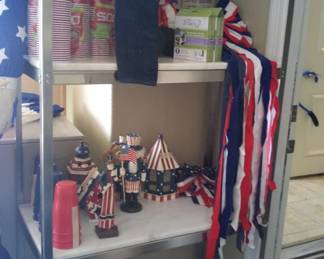 Misc 4th of July Decor.  Also Large shelving units (2) available