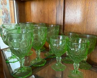 Fostoria Moonstone Green. Set of 8