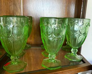 Fostoria Moonstone Green. Set of 8. 