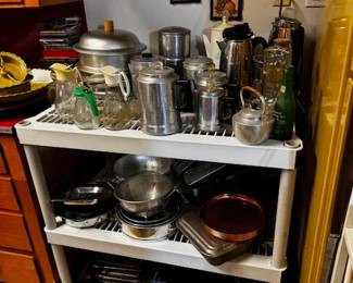 Aluminum, stainless and glass coffee pots 