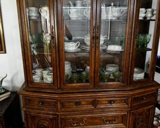 Solid wood China Cabinet.  Not into dark wood??  Chalk paint this beauty! 
