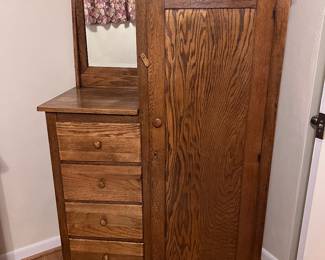 Antique Chifferobe wardrobe drawers & mirror