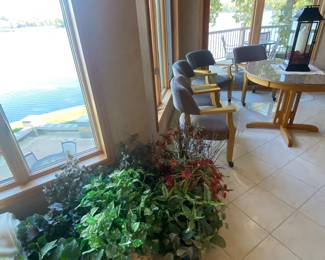 Four matching chairs on rollers, Table is not for sale
