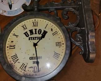 Wall mount train depot style clock