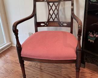 Adams style custom upholstered armchair, one of pair