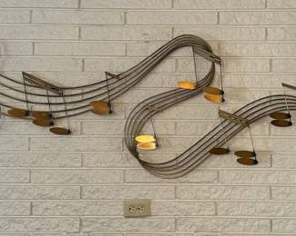 1988 signed Curtis Jere brass musical notes wall sculpture