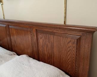 King oak panel headboard