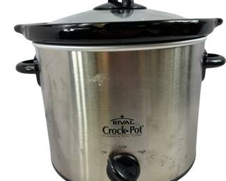 Stainless Steel & Black Crockpot