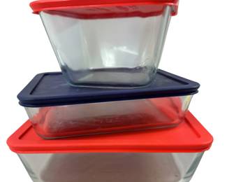  Lidded Pyrex Glass Baking Storage 