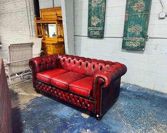 Merlot Leather Tufted Sofa Orlando Estate Auction