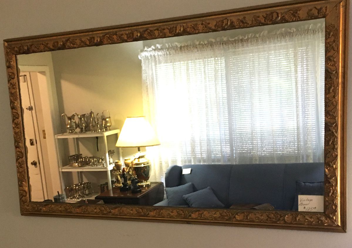 Vintage wooden framed mirror.