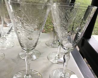 Etched crystal stemware