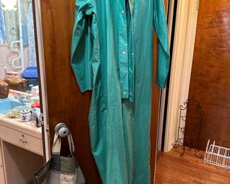 one piece protective suit with hood covers top to bottom