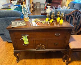 this piece is very unique, it is a cedar chest on these pretty little Cabriole legs