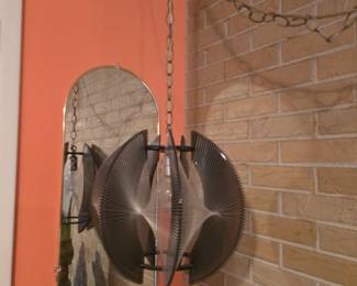 MCM Lucite string sphere hanging light  