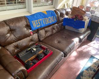 Leather sofa with matching love seat.