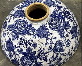 Blue & White Floral Ceramic Pendant Light Fixture - $100