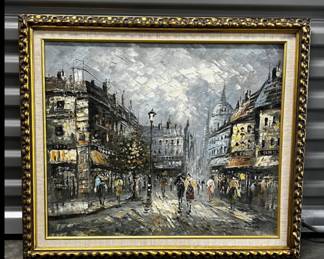 Original Cityscape Framed Painting - $300