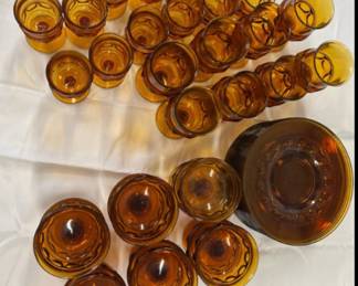 Vintage Amber Glassware Set - $100