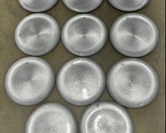 Silver Glass Chargers - $100 for the set.