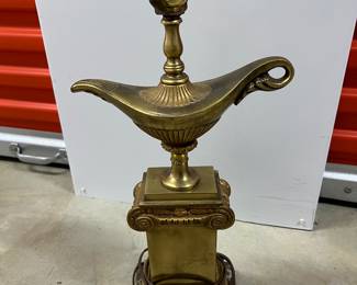 Heavy brass and marble lamp stand $75