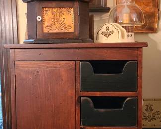 Copper Punched Cabinet, Decor, & Cookbooks