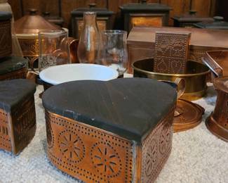 Assorment Of Copper Decor And Storage Boxes
